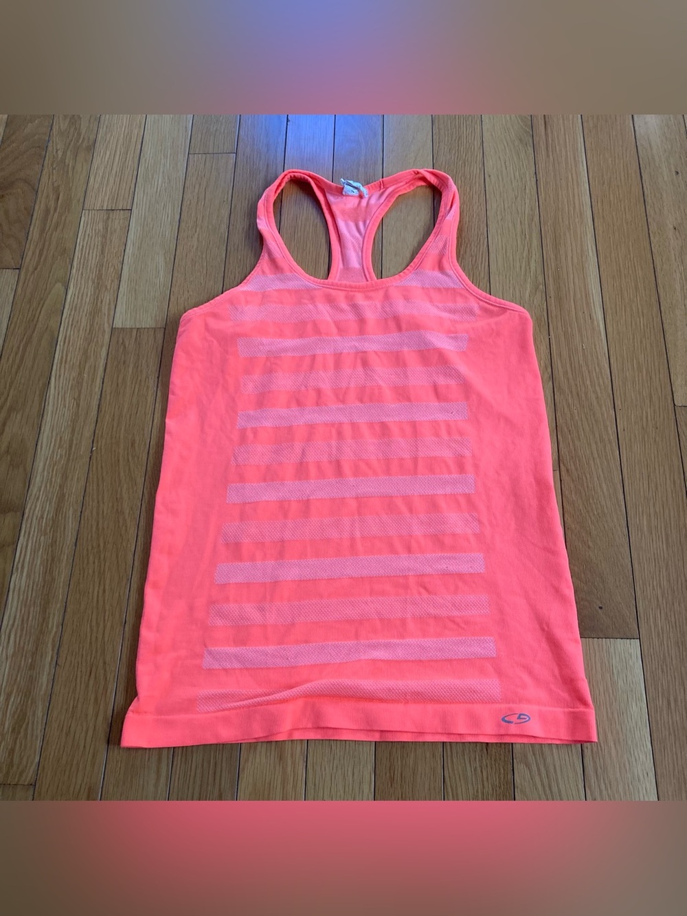 C9 Champion Duo Dry Womens XS Tank Top Neon Pink Striped Racerback Athletic